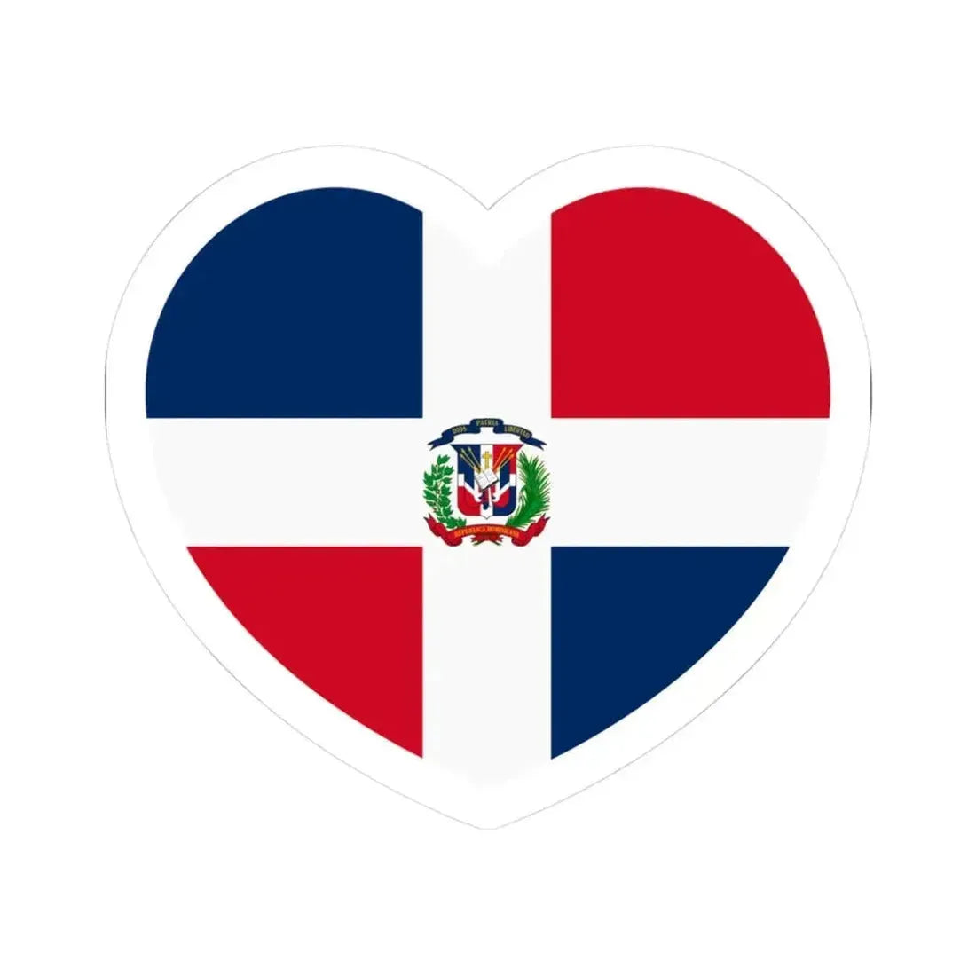 Heart Flag of the Dominican Republic - STICKER Vinyl Kiss-Cut Decal 3 Inch White - The Sticker Space