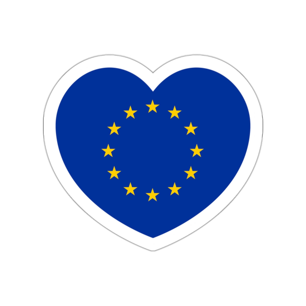 Heart Flag of the European Union - STICKER Vinyl Die-Cut Decal-White-The Sticker Space