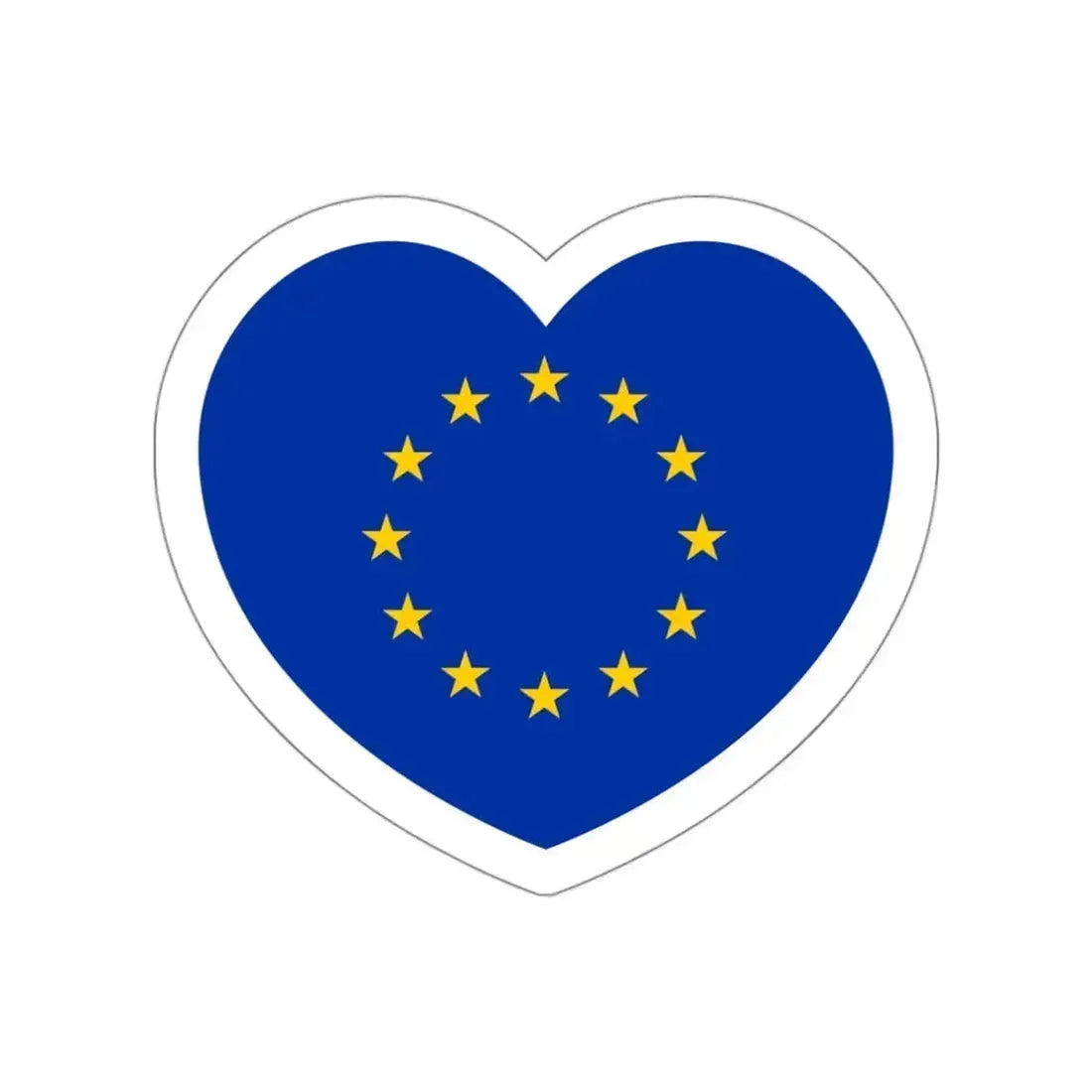 Heart Flag of the European Union - STICKER Vinyl Die-Cut Decal White Die-Cut 3 Inch - The Sticker Space