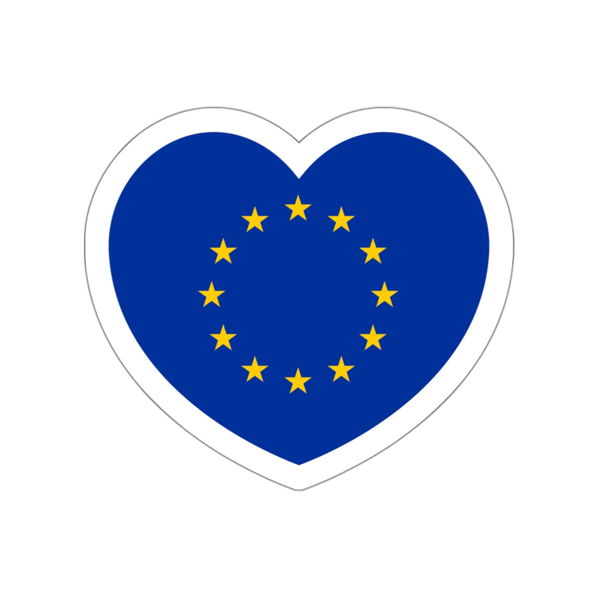 Heart Flag of the European Union - STICKER Vinyl Die-Cut Decal-White-The Sticker Space