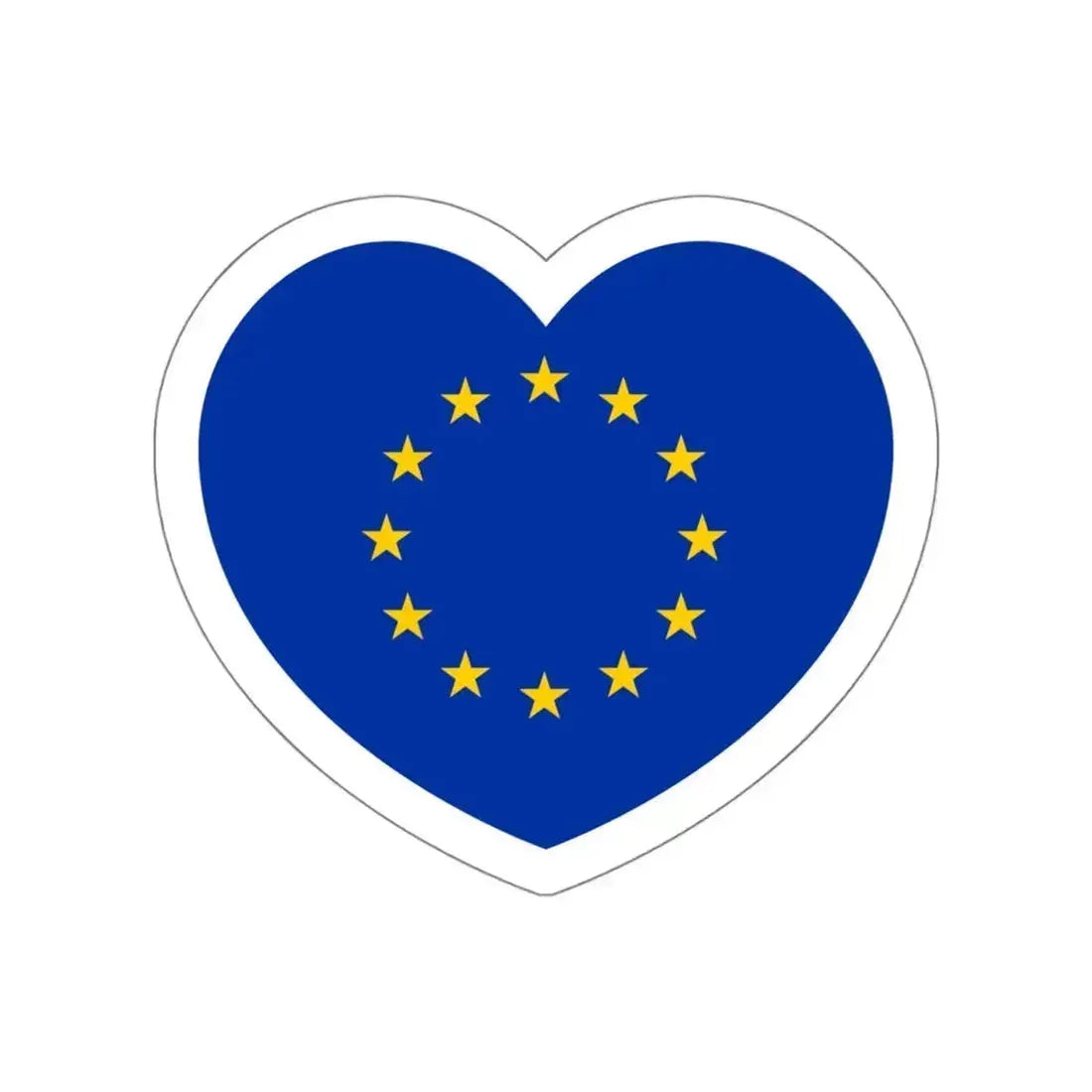 Heart Flag of the European Union - STICKER Vinyl Die-Cut Decal White Die-Cut 5 Inch - The Sticker Space