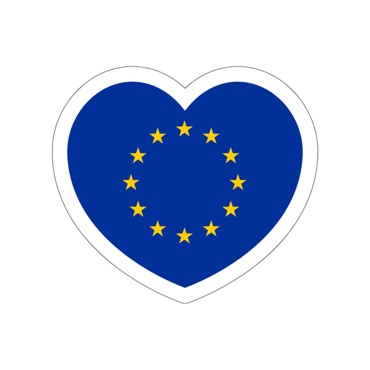 Heart Flag of the European Union - STICKER Vinyl Die-Cut Decal-White-The Sticker Space