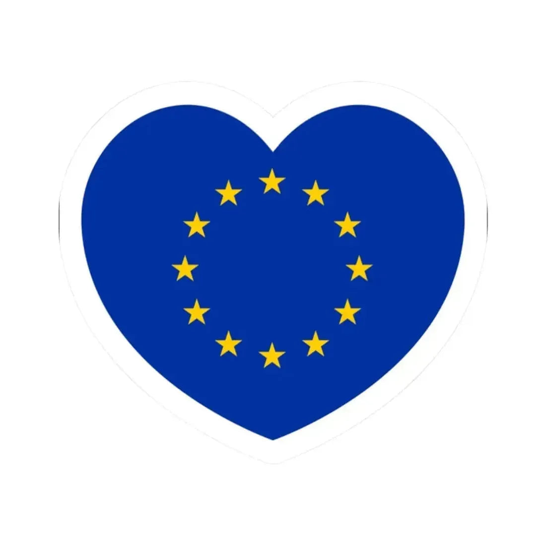 Heart Flag of the European Union - STICKER Vinyl Kiss-Cut Decal 2 Inch White - The Sticker Space