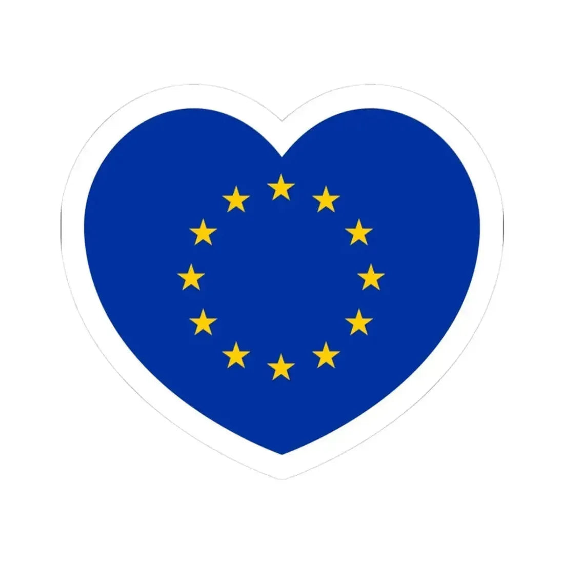 Heart Flag of the European Union - STICKER Vinyl Kiss-Cut Decal 3 Inch White - The Sticker Space