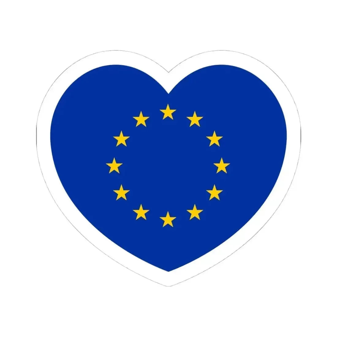 Heart Flag of the European Union - STICKER Vinyl Kiss-Cut Decal 4 Inch White - The Sticker Space