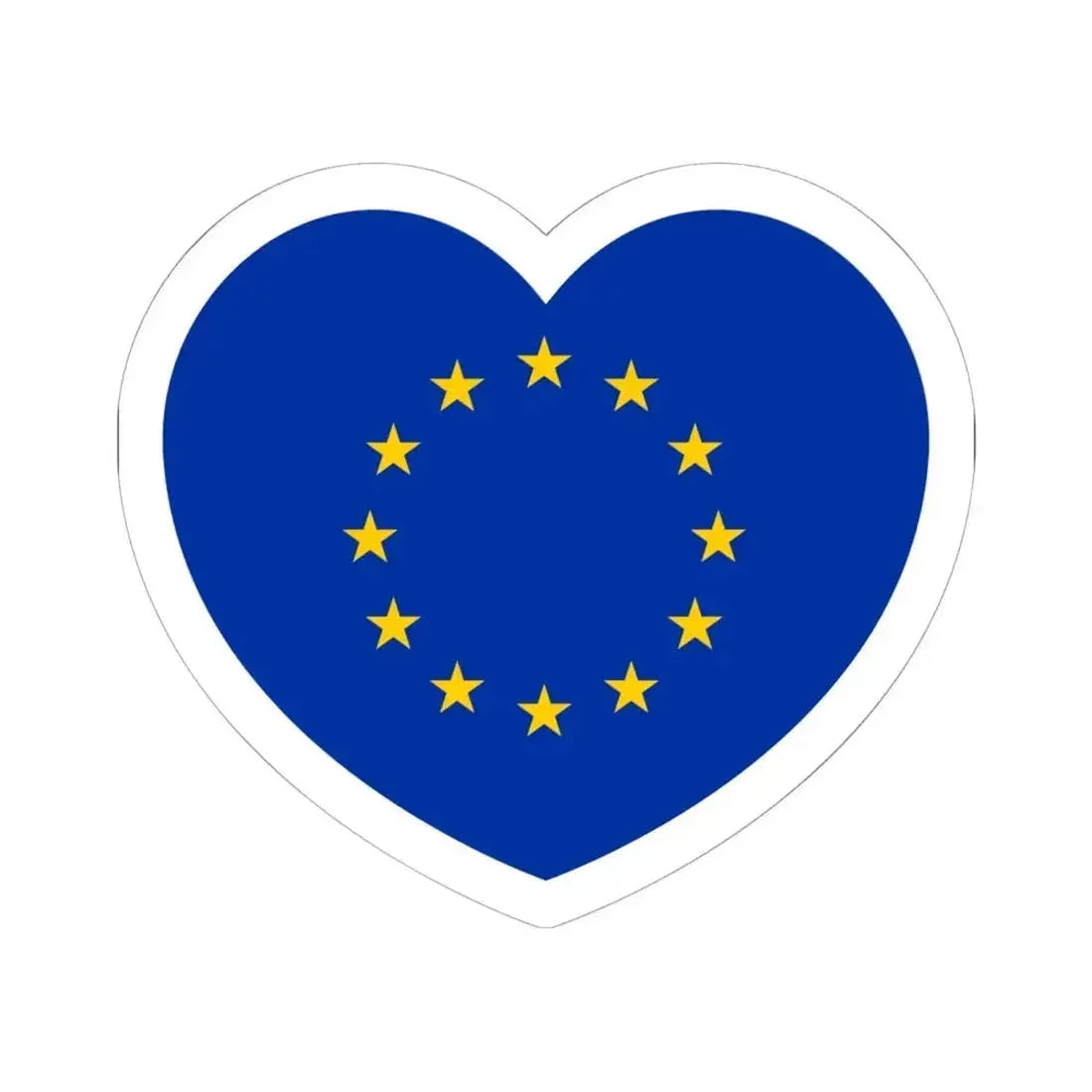 Heart Flag of the European Union - STICKER Vinyl Kiss-Cut Decal 6 Inch White - The Sticker Space
