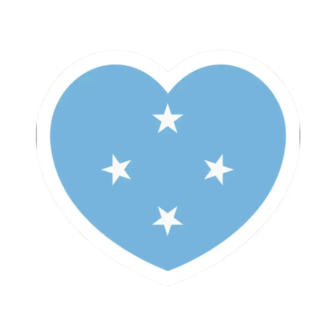 Heart Flag of the Federated States of Micronesia - STICKER Vinyl Kiss-Cut Decal 2 Inch White - The Sticker Space