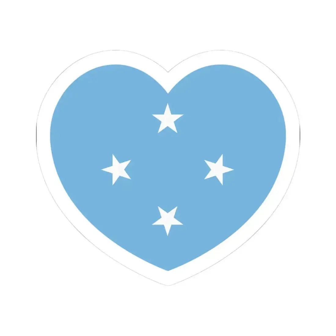 Heart Flag of the Federated States of Micronesia - STICKER Vinyl Kiss-Cut Decal 3 Inch White - The Sticker Space