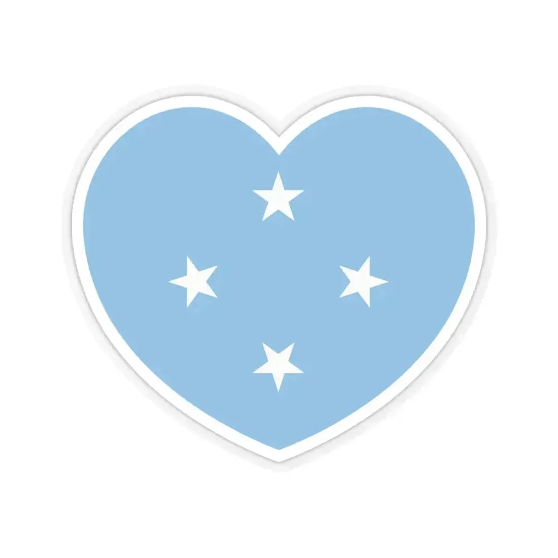 Heart Flag of the Federated States of Micronesia - STICKER Vinyl Kiss-Cut Decal 4 Inch Transparent - The Sticker Space
