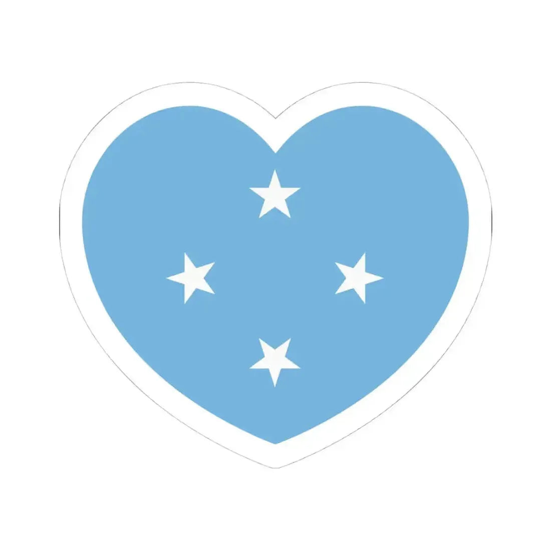 Heart Flag of the Federated States of Micronesia - STICKER Vinyl Kiss-Cut Decal 4 Inch White - The Sticker Space