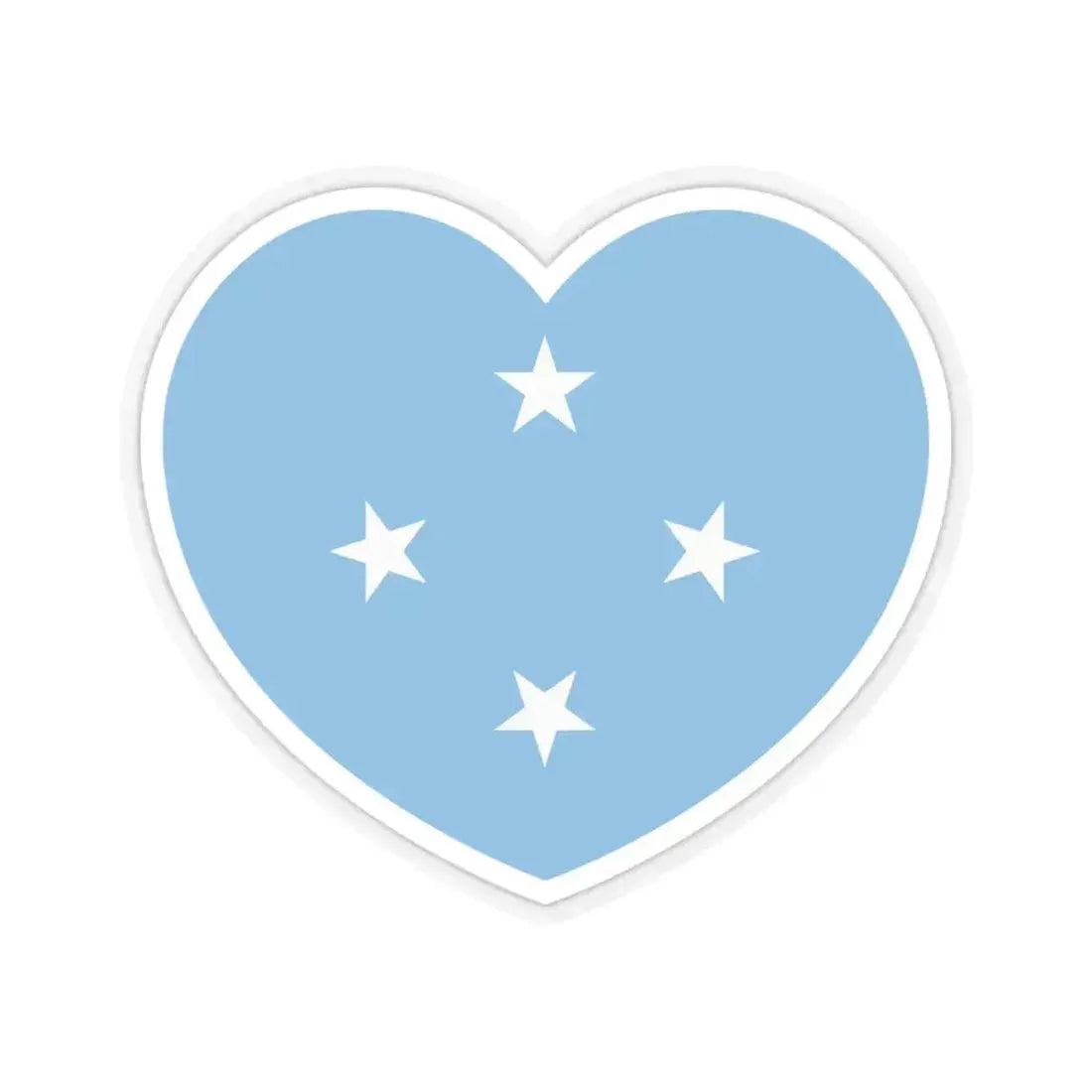 Heart Flag of the Federated States of Micronesia - STICKER Vinyl Kiss-Cut Decal 6 Inch Transparent - The Sticker Space
