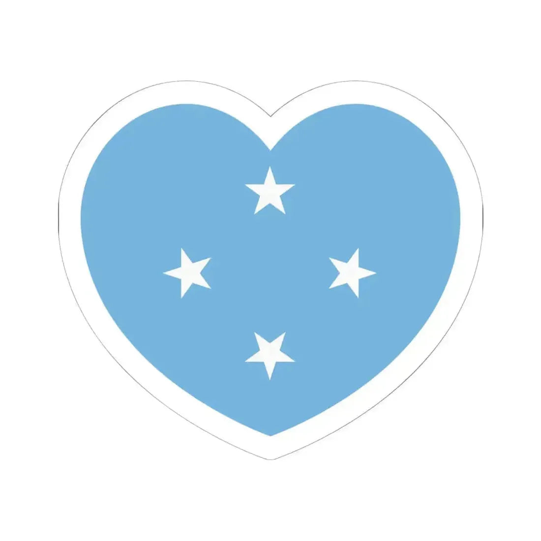Heart Flag of the Federated States of Micronesia - STICKER Vinyl Kiss-Cut Decal 6 Inch White - The Sticker Space