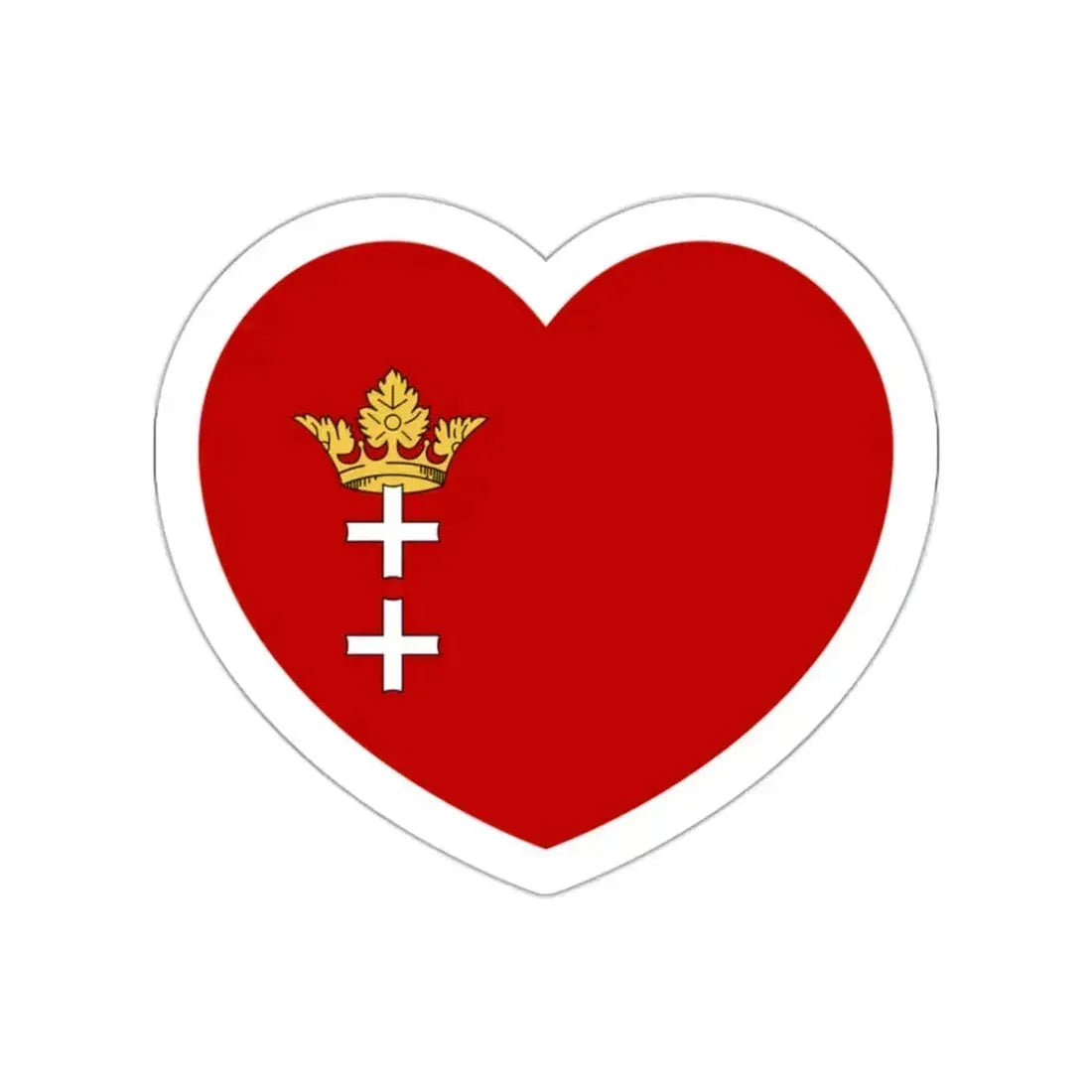 Heart Flag of the Free City of Danzig - STICKER Vinyl Die-Cut Decal White Die-Cut 2 Inch - The Sticker Space
