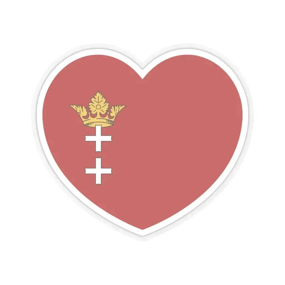Heart Flag of the Free City of Danzig - STICKER Vinyl Kiss-Cut Decal 6 Inch Transparent - The Sticker Space