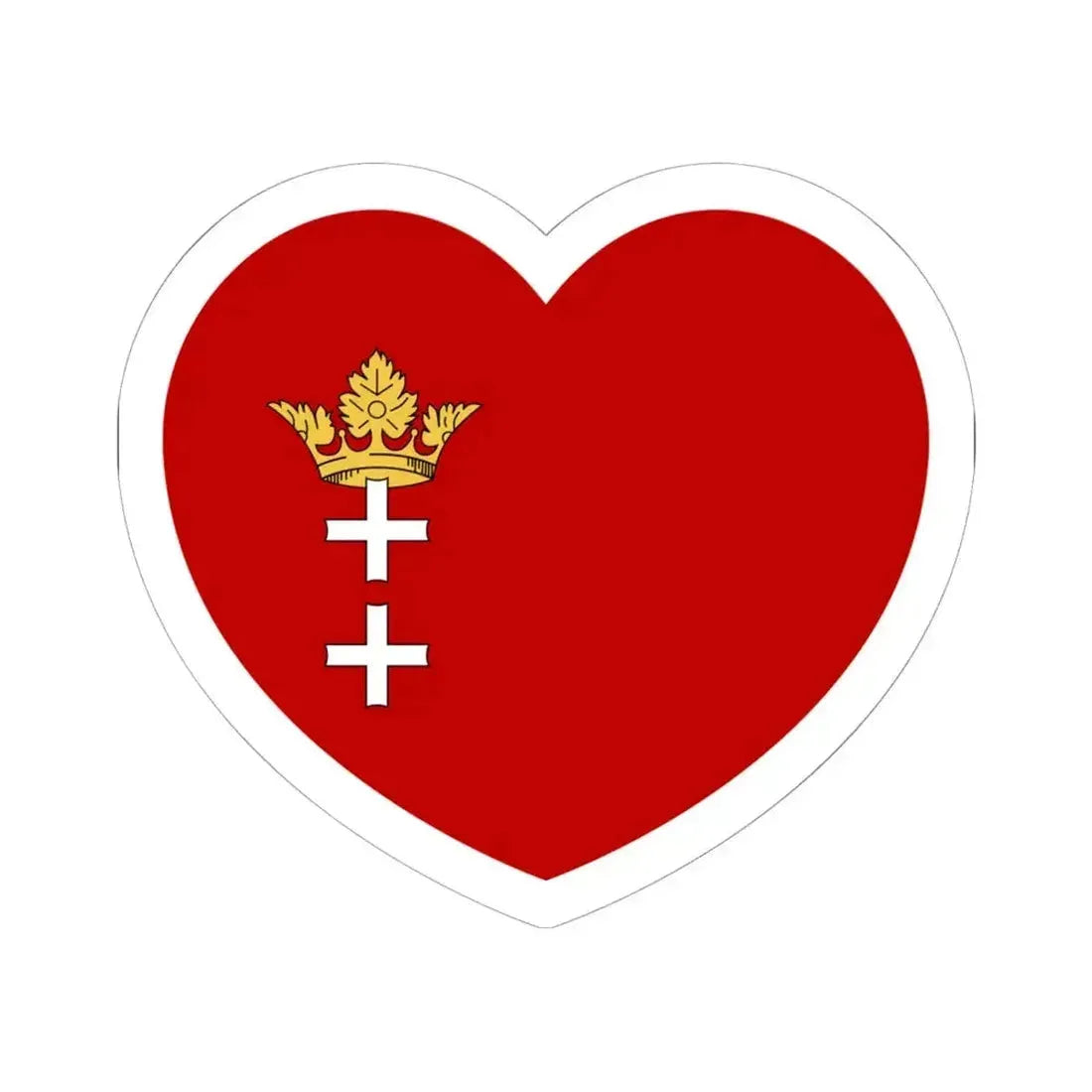 Heart Flag of the Free City of Danzig - STICKER Vinyl Kiss-Cut Decal 6 Inch White - The Sticker Space