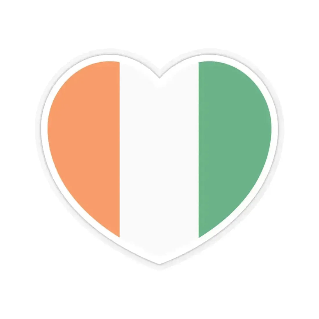 Heart Flag of the Ivory Coast - STICKER Vinyl Kiss-Cut Decal 6 Inch Transparent - The Sticker Space