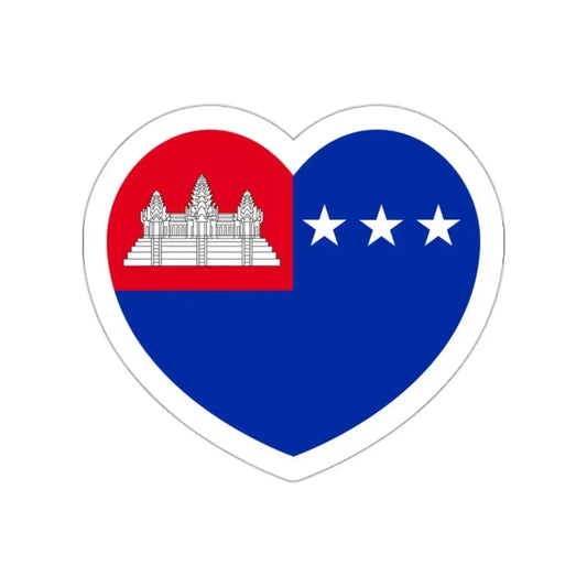 Heart Flag of the Khmer Republic - STICKER Vinyl Die-Cut Decal White Die-Cut 2 Inch - The Sticker Space