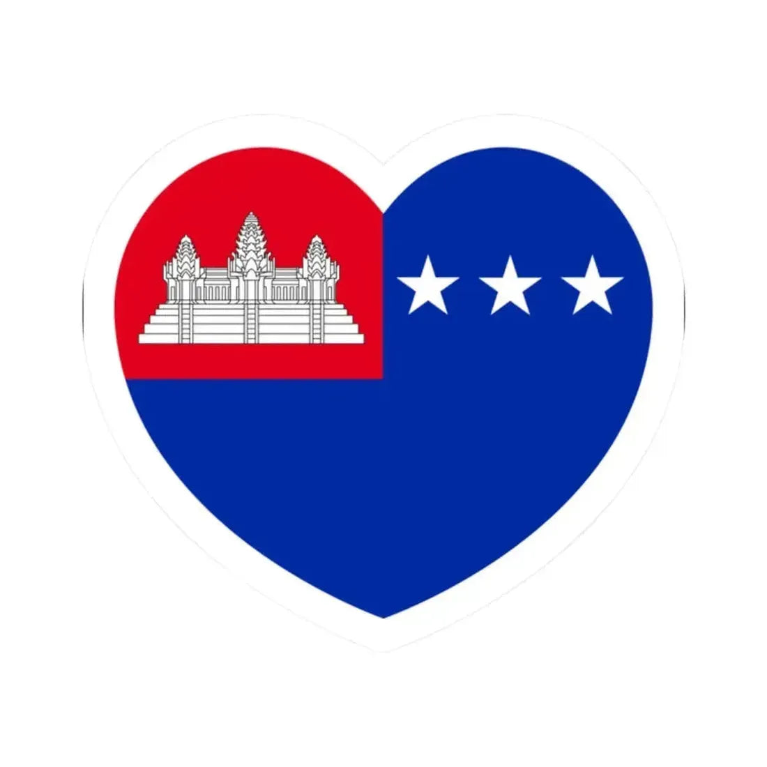 Heart Flag of the Khmer Republic - STICKER Vinyl Kiss-Cut Decal 2 Inch White - The Sticker Space