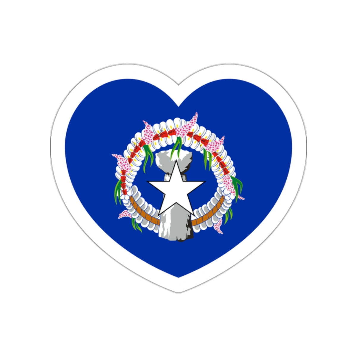 Heart Flag of the Northern Mariana Islands - STICKER Vinyl Die-Cut Decal-White-The Sticker Space