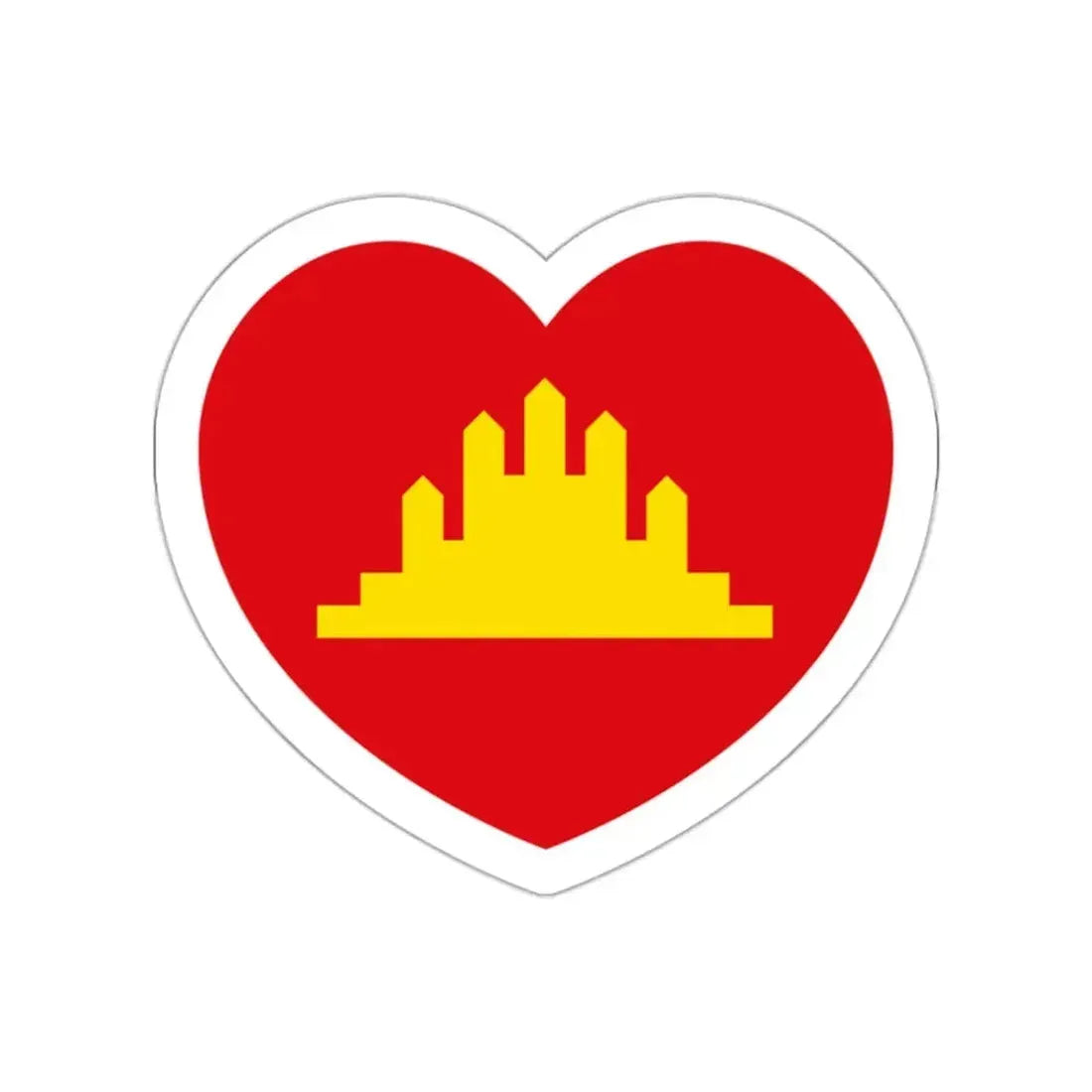 Heart Flag of the People's Republic of Kampuchea - STICKER Vinyl Die-Cut Decal White Die-Cut 2 Inch - The Sticker Space