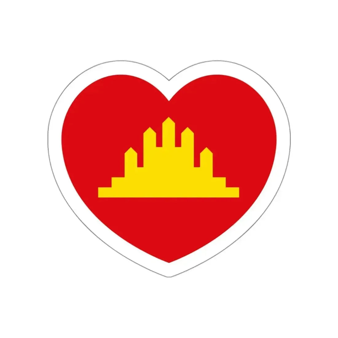 Heart Flag of the People's Republic of Kampuchea - STICKER Vinyl Die-Cut Decal White Die-Cut 3 Inch - The Sticker Space