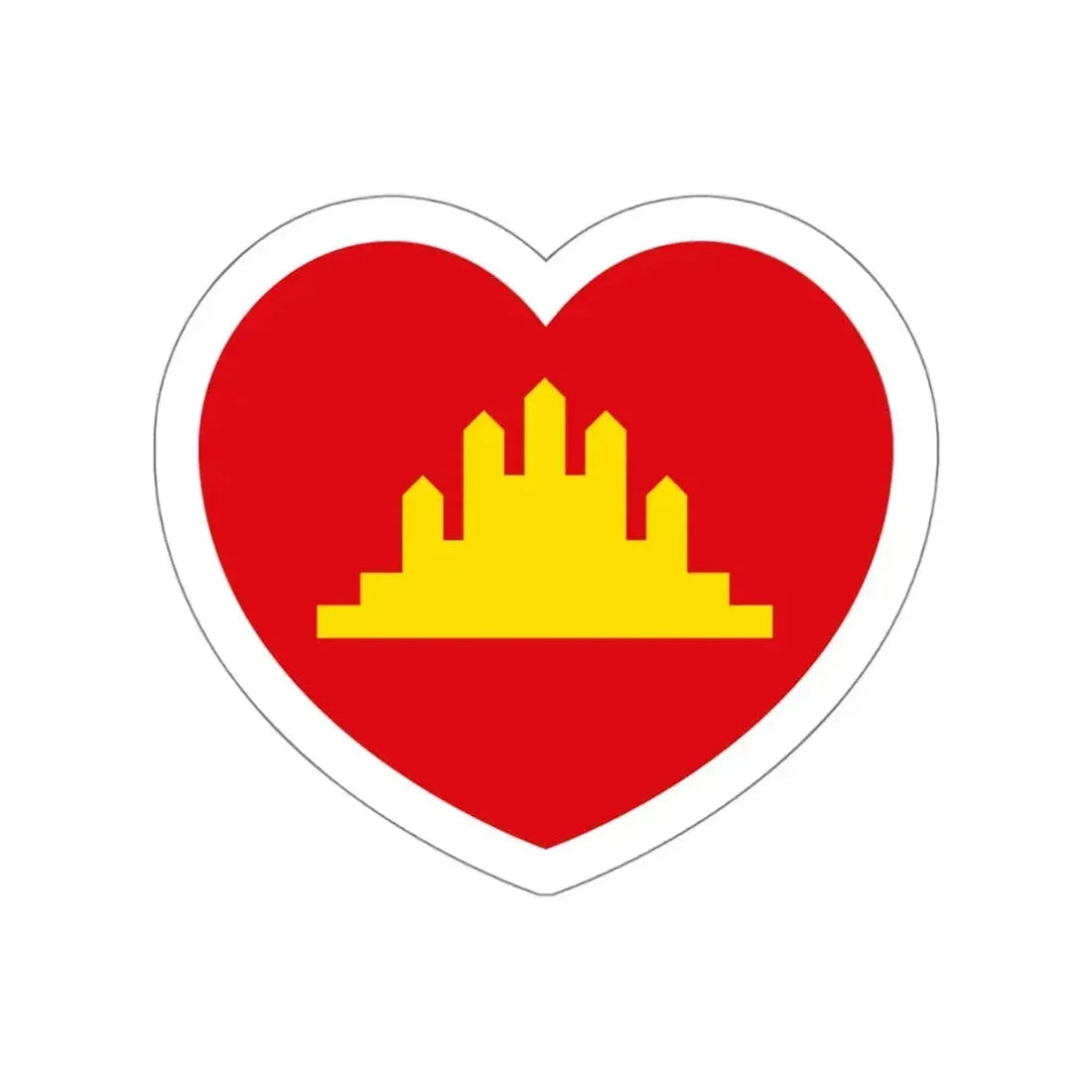 Heart Flag of the People's Republic of Kampuchea - STICKER Vinyl Die-Cut Decal White Die-Cut 4 Inch - The Sticker Space