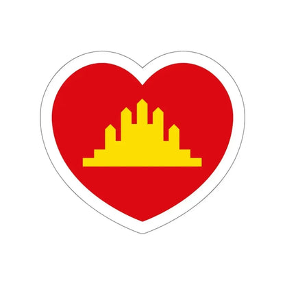 Heart Flag of the People's Republic of Kampuchea - STICKER Vinyl Die-Cut Decal White Die-Cut 4 Inch - The Sticker Space