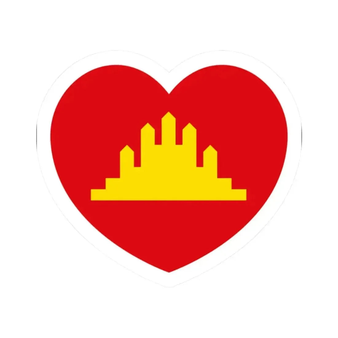 Heart Flag of the People's Republic of Kampuchea - STICKER Vinyl Kiss-Cut Decal 2 Inch White - The Sticker Space