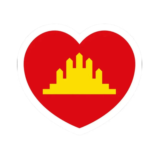 Heart Flag of the People's Republic of Kampuchea - STICKER Vinyl Kiss-Cut Decal 2 Inch White - The Sticker Space