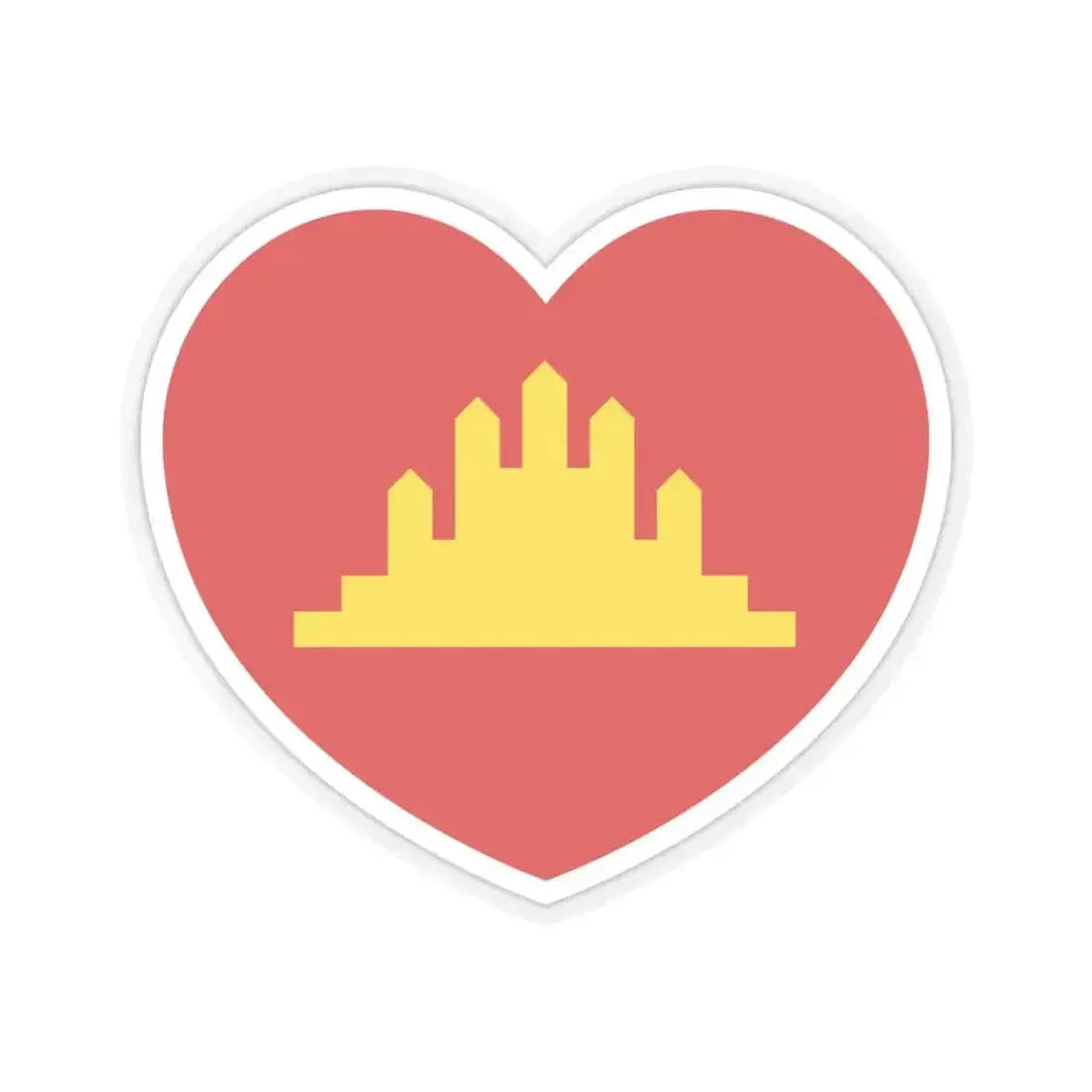 Heart Flag of the People's Republic of Kampuchea - STICKER Vinyl Kiss-Cut Decal 3 Inch Transparent - The Sticker Space