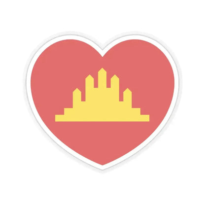 Heart Flag of the People's Republic of Kampuchea - STICKER Vinyl Kiss-Cut Decal 3 Inch Transparent - The Sticker Space
