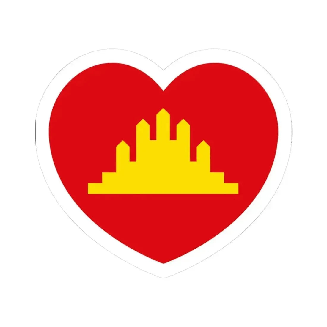 Heart Flag of the People's Republic of Kampuchea - STICKER Vinyl Kiss-Cut Decal 3 Inch White - The Sticker Space