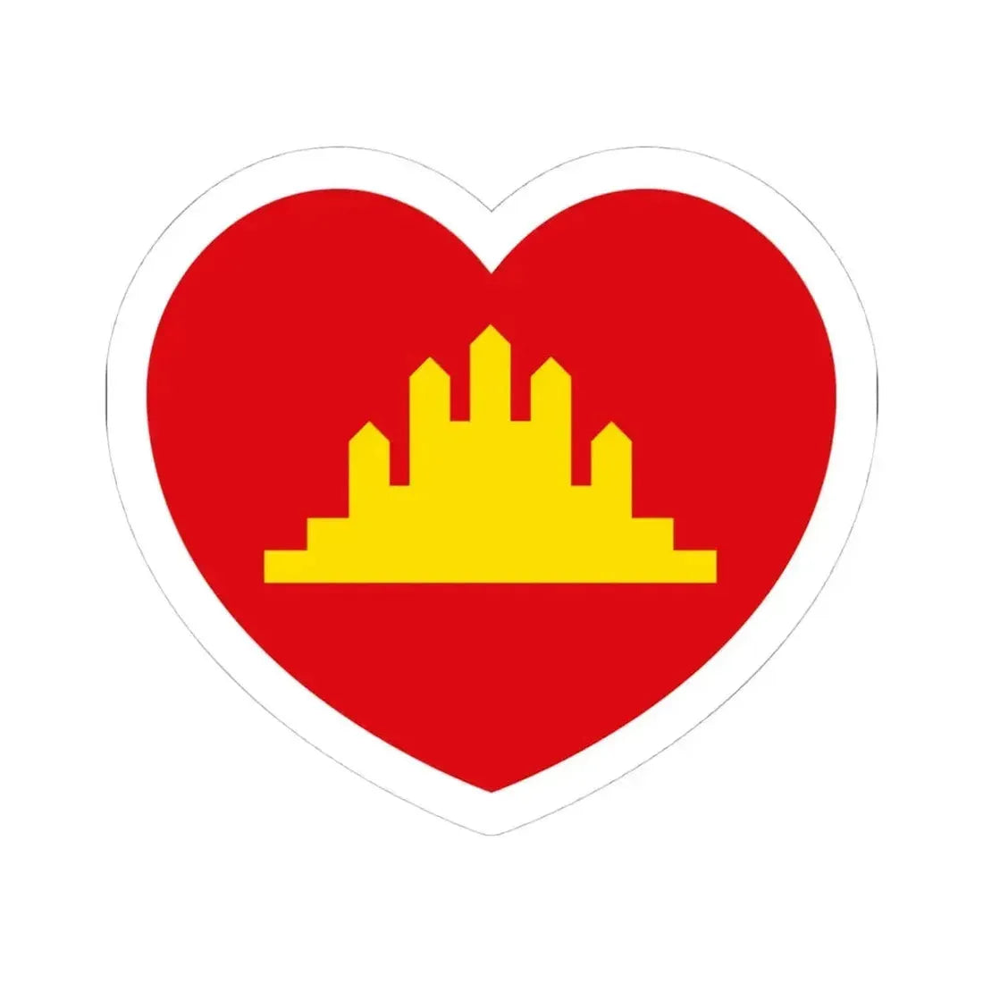 Heart Flag of the People's Republic of Kampuchea - STICKER Vinyl Kiss-Cut Decal 4 Inch White - The Sticker Space