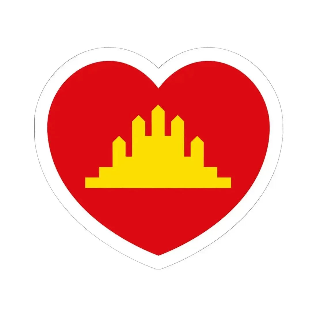 Heart Flag of the People's Republic of Kampuchea - STICKER Vinyl Kiss-Cut Decal 6 Inch White - The Sticker Space