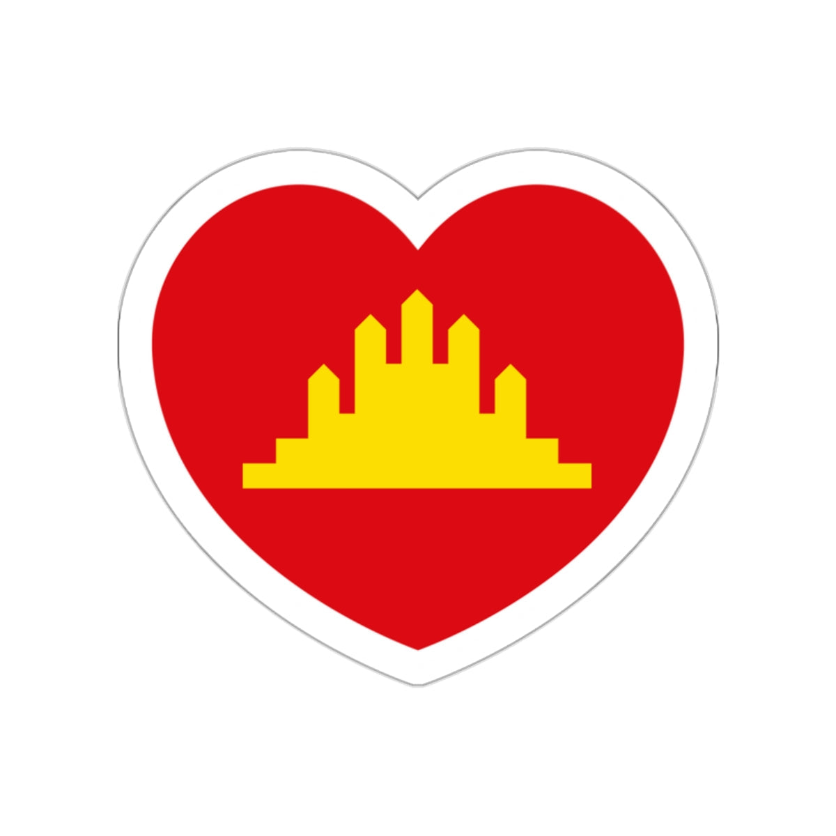 Heart Flag of the People's Republic of Kampuchea - STICKER Vinyl Die-Cut Decal-White-The Sticker Space