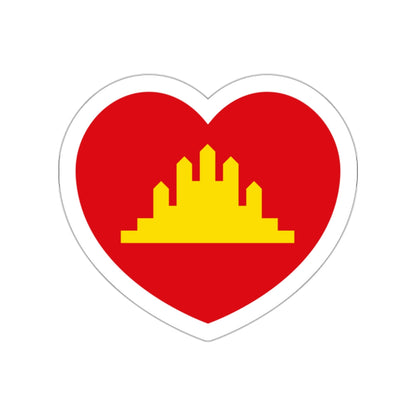 Heart Flag of the People's Republic of Kampuchea - STICKER Vinyl Die-Cut Decal-White-The Sticker Space