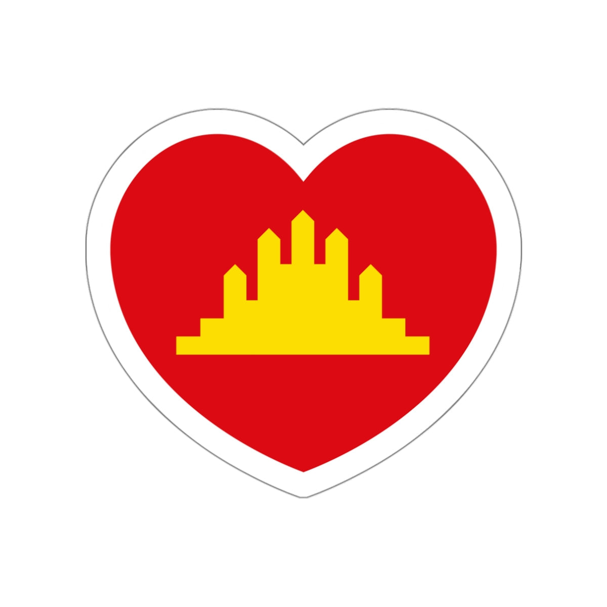 Heart Flag of the People's Republic of Kampuchea - STICKER Vinyl Die-Cut Decal-White-The Sticker Space