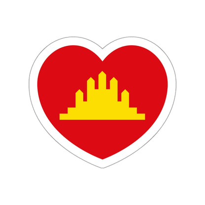 Heart Flag of the People's Republic of Kampuchea - STICKER Vinyl Die-Cut Decal-White-The Sticker Space