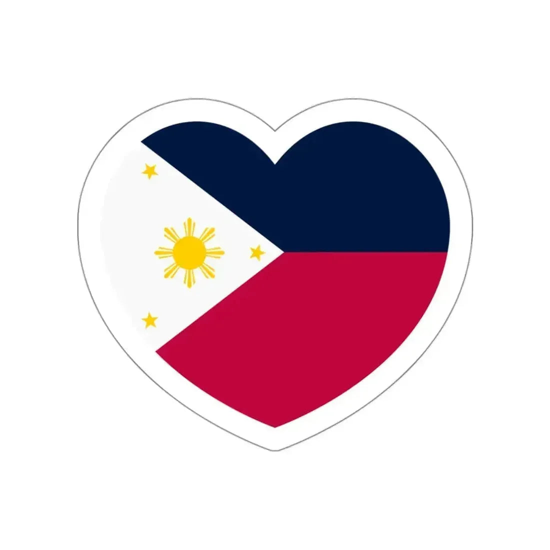 Heart Flag of the Philippines 1936-1985, 1986-1998 - STICKER Vinyl Die-Cut Decal White Die-Cut 3 Inch - The Sticker Space