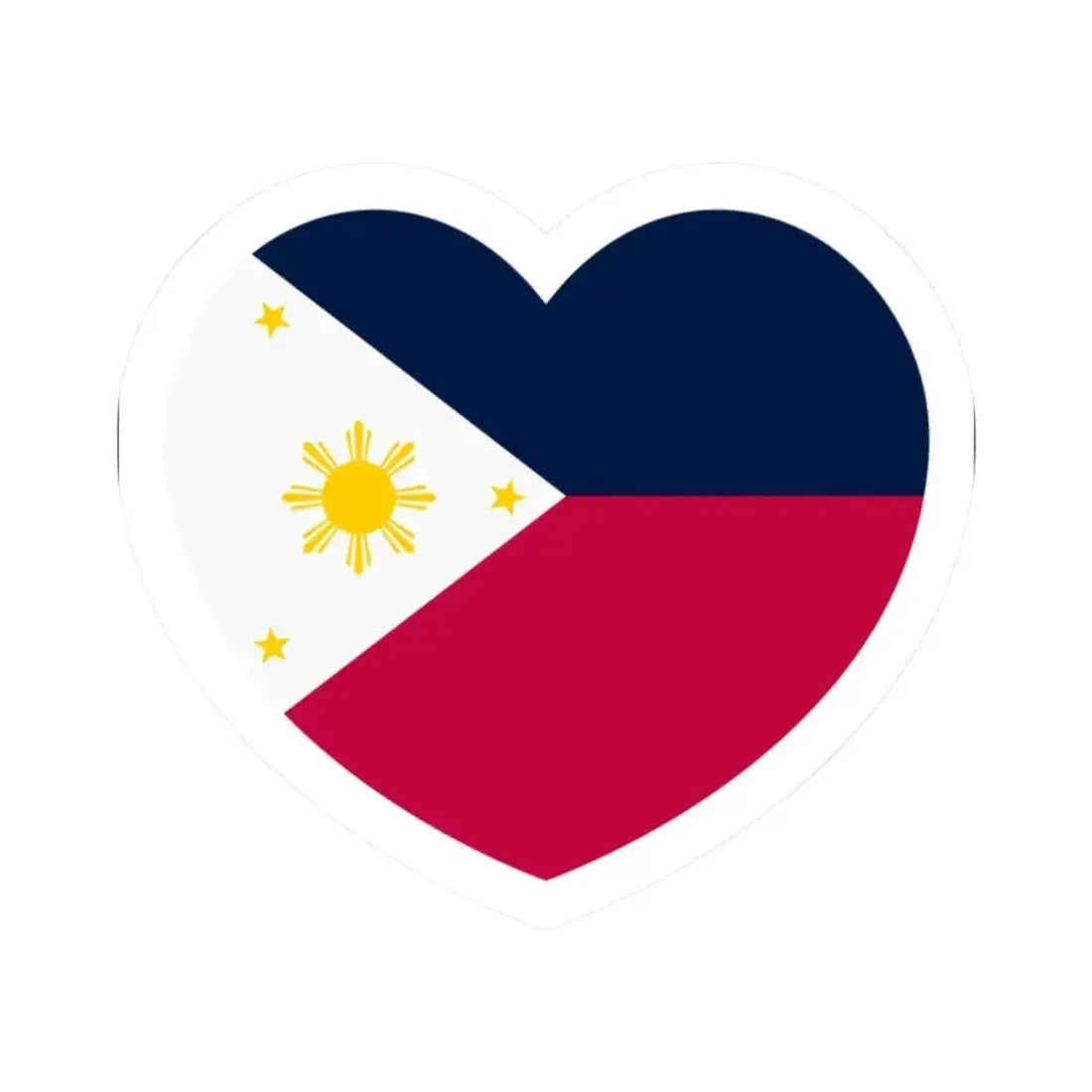 Heart Flag of the Philippines 1936-1985, 1986-1998 - STICKER Vinyl Kiss-Cut Decal 2 Inch White - The Sticker Space