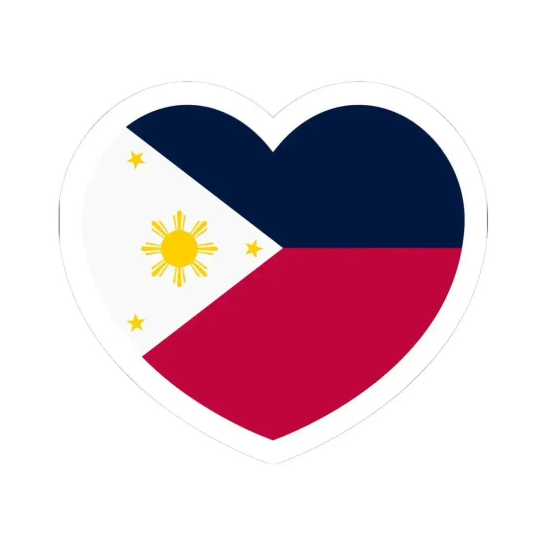 Heart Flag of the Philippines 1936-1985, 1986-1998 - STICKER Vinyl Kiss-Cut Decal 3 Inch White - The Sticker Space