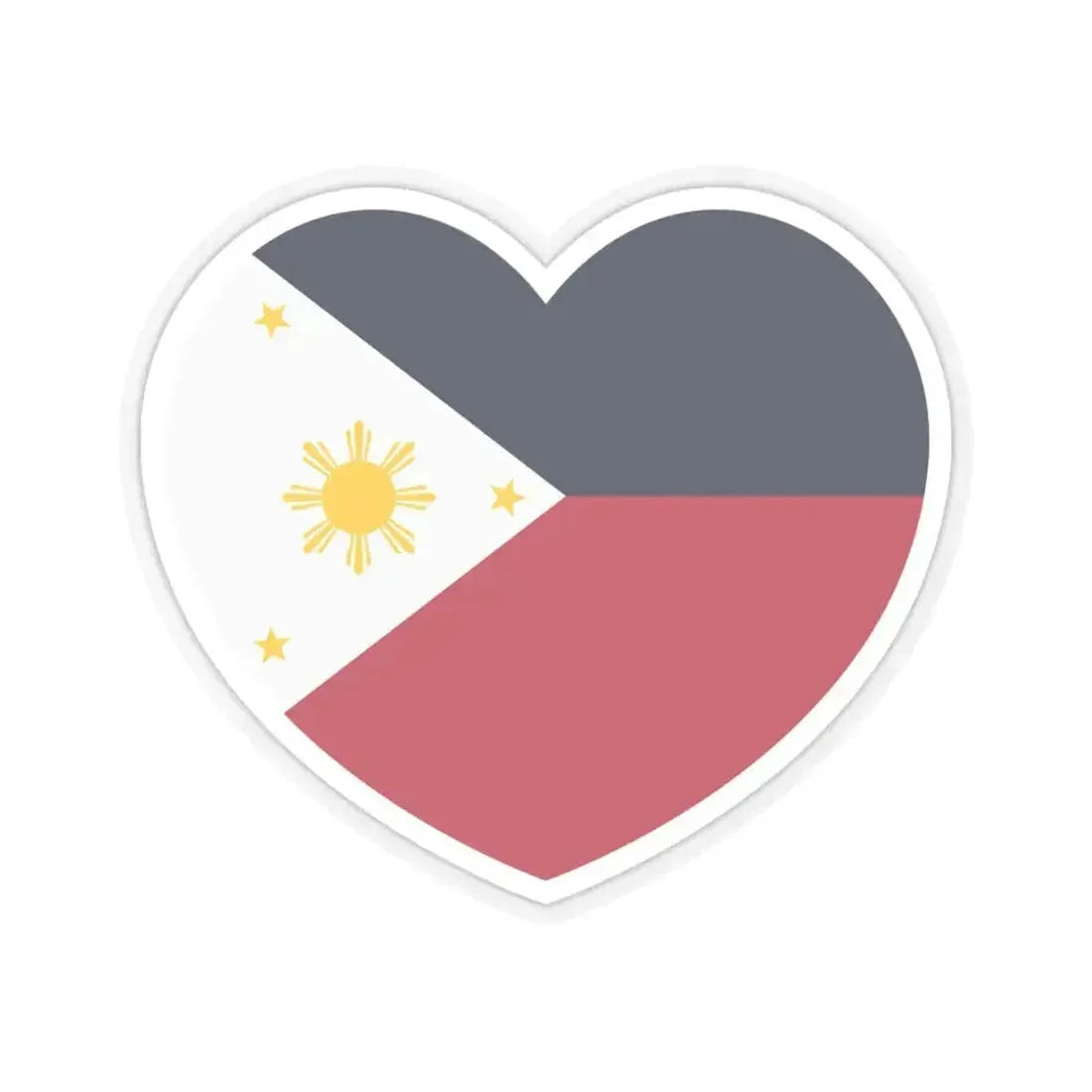 Heart Flag of the Philippines 1936-1985, 1986-1998 - STICKER Vinyl Kiss-Cut Decal 6 Inch Transparent - The Sticker Space
