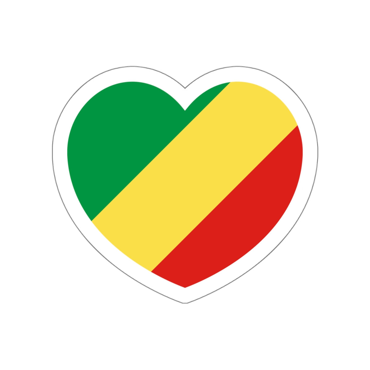 Heart Flag of the Republic of the Congo - STICKER Vinyl Die-Cut Decal-White-The Sticker Space