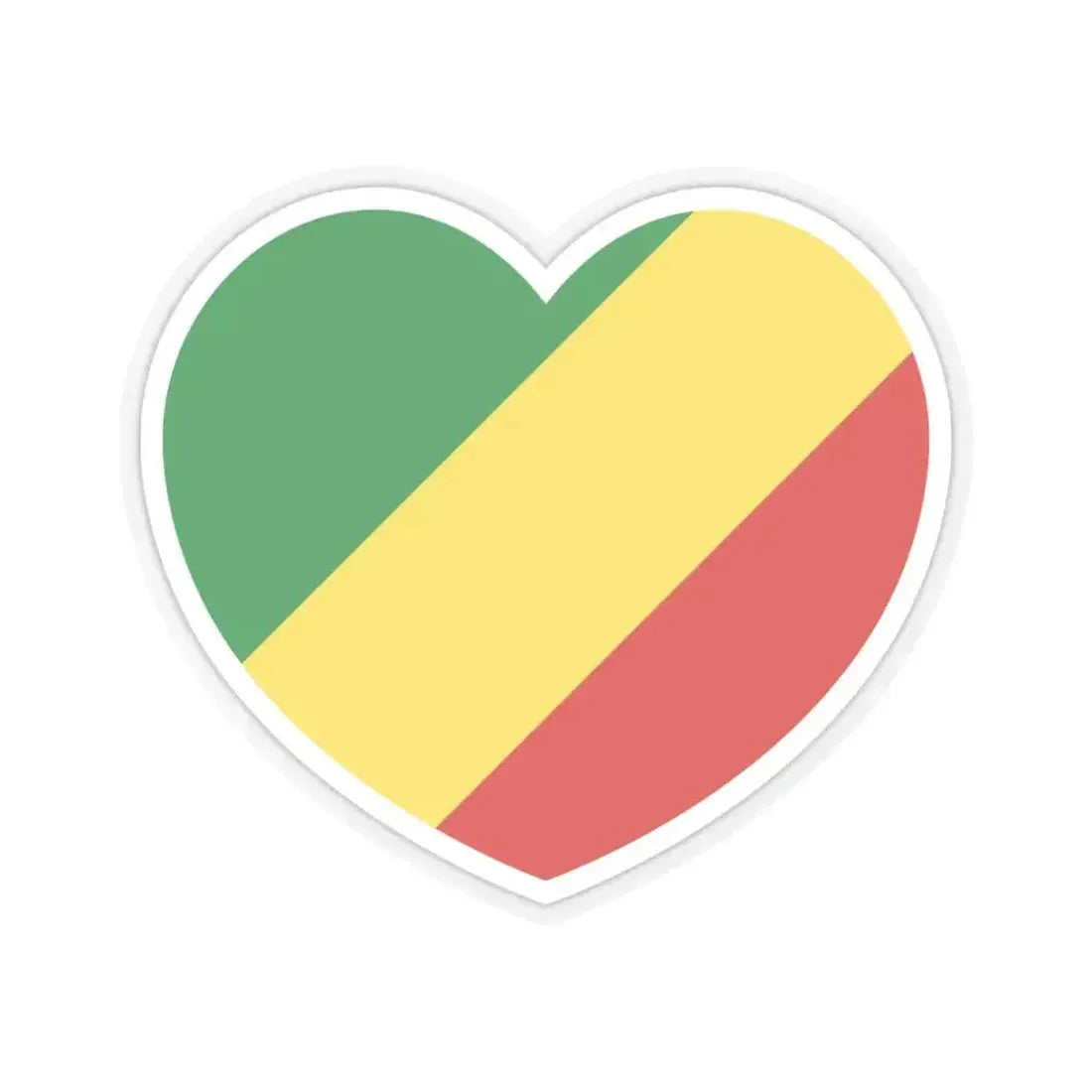 Heart Flag of the Republic of the Congo - STICKER Vinyl Kiss-Cut Decal 4 Inch Transparent - The Sticker Space