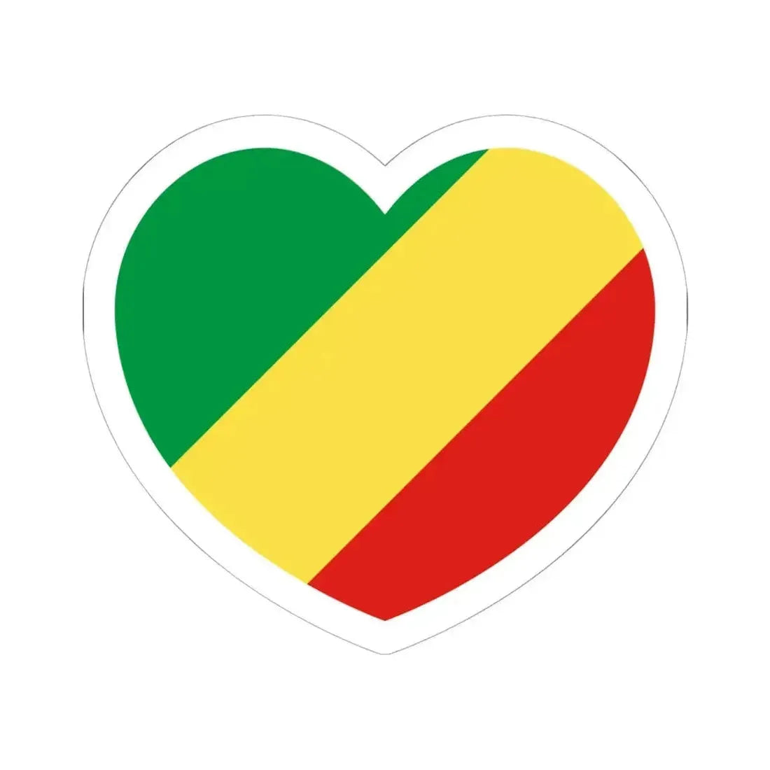 Heart Flag of the Republic of the Congo - STICKER Vinyl Kiss-Cut Decal 6 Inch White - The Sticker Space
