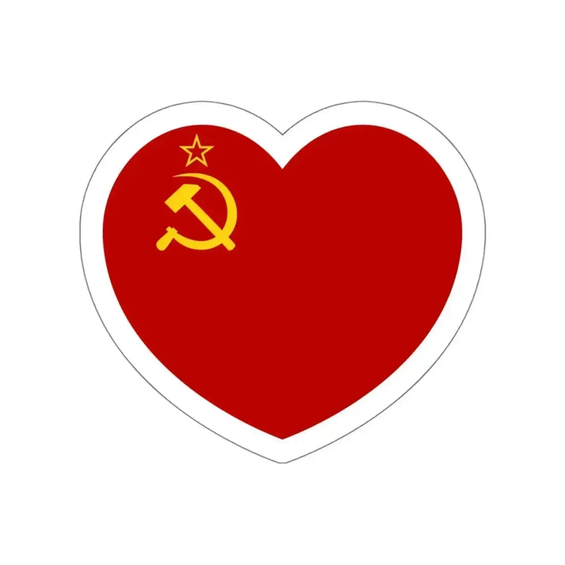 Heart Flag of the Soviet Union 1936-1955 - STICKER Vinyl Die-Cut Decal White Die-Cut 5 Inch - The Sticker Space