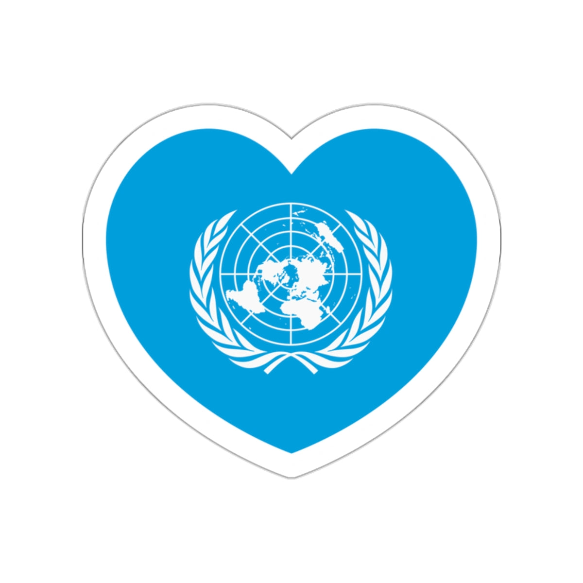 Heart Flag of the United Nations - STICKER Vinyl Die-Cut Decal-White-The Sticker Space