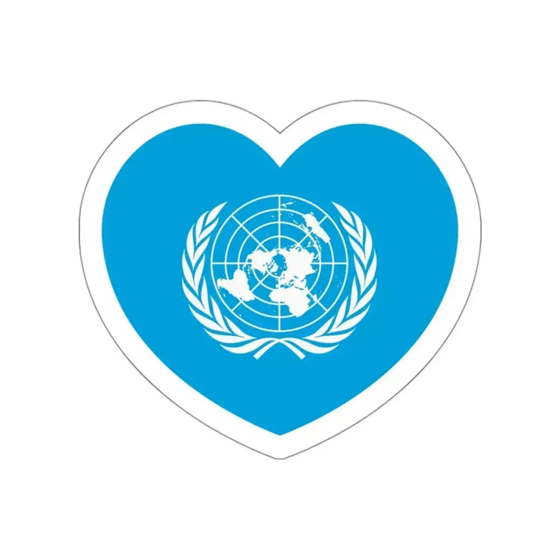 Heart Flag of the United Nations - STICKER Vinyl Die-Cut Decal White Die-Cut 3 Inch - The Sticker Space