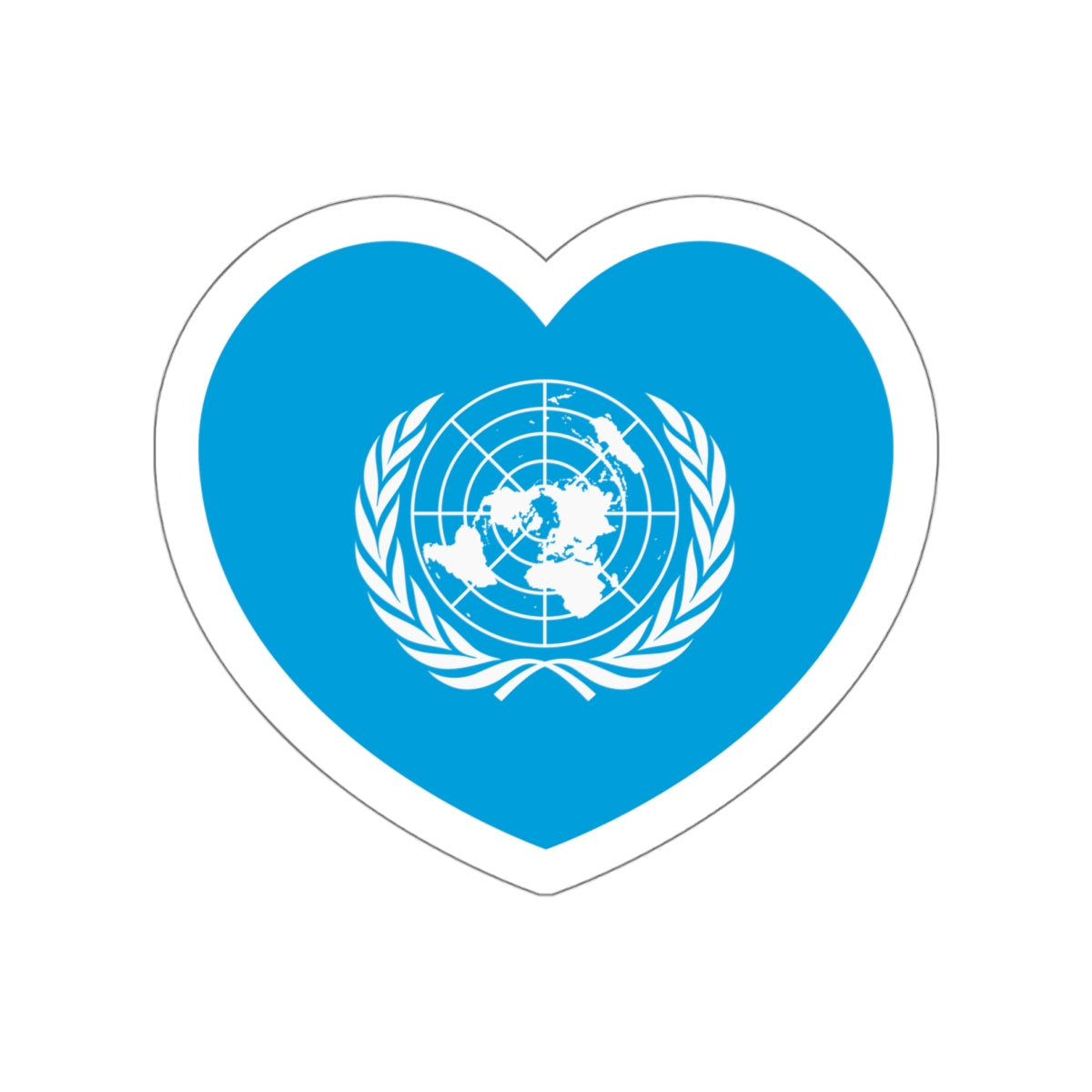 Heart Flag of the United Nations - STICKER Vinyl Die-Cut Decal-White-The Sticker Space