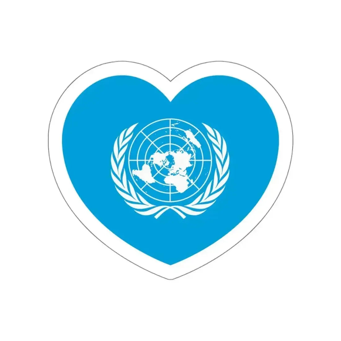 Heart Flag of the United Nations - STICKER Vinyl Die-Cut Decal White Die-Cut 5 Inch - The Sticker Space